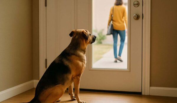 chien anxieux du départ de son maitre