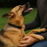 chien heureux de retrouver son maitre après une longue absence
