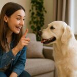 maitre qui parle à son chien