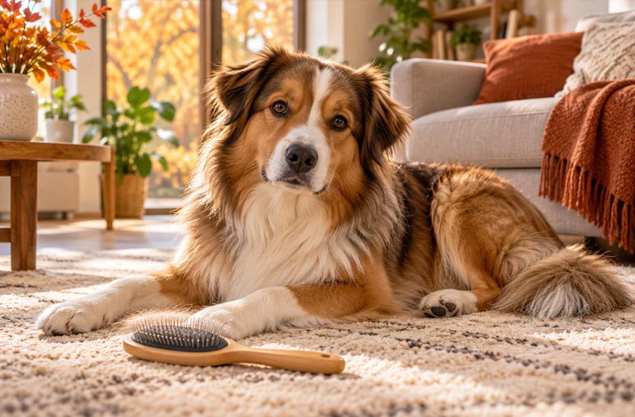 mue d'automne poils chien
