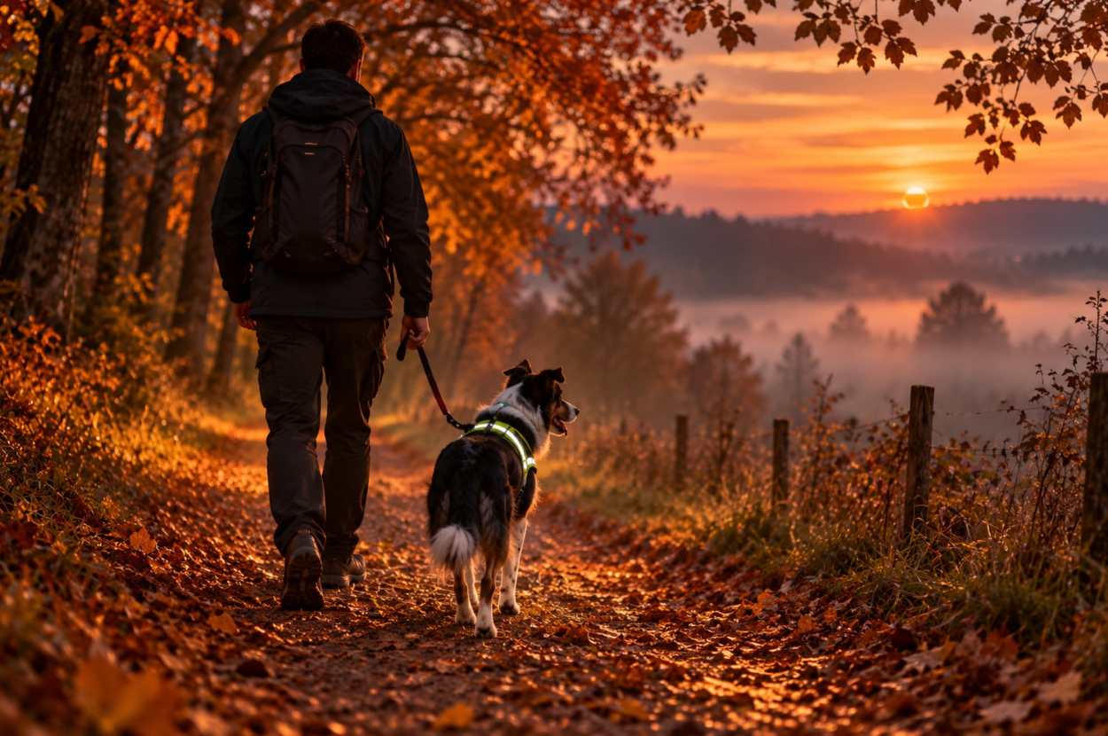 promener son chien en automne
