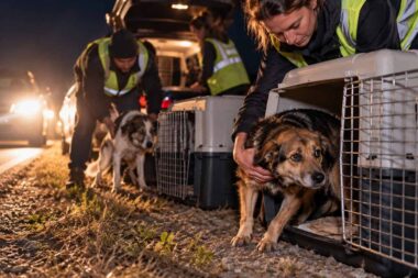 chiens abandonnés en bord de route