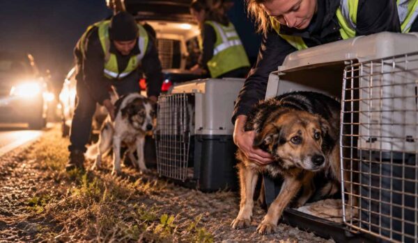 chiens abandonnés en bord de route