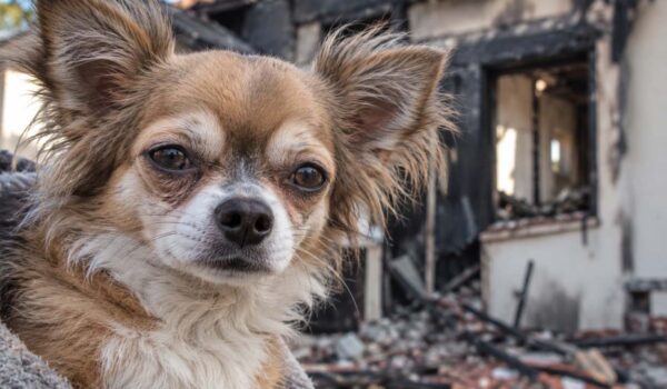 chihuhua retrouvé dans un incendie